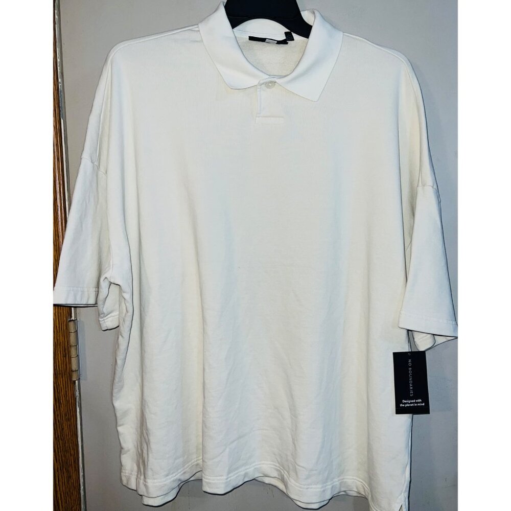 New No Boundaries White Oversized Fit Polo Shirt - Large